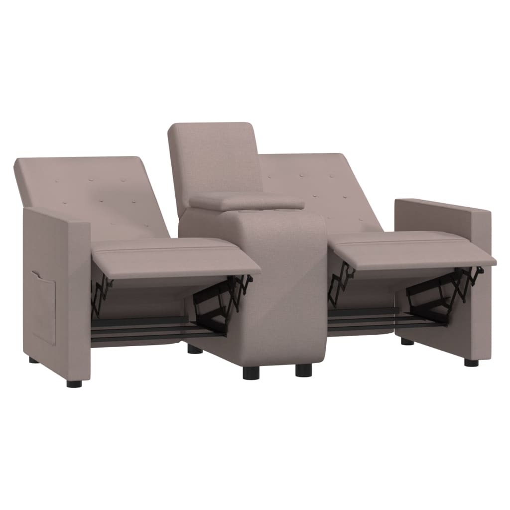 vidaXL 2-personers lænestol med kopholder stof gråbrun