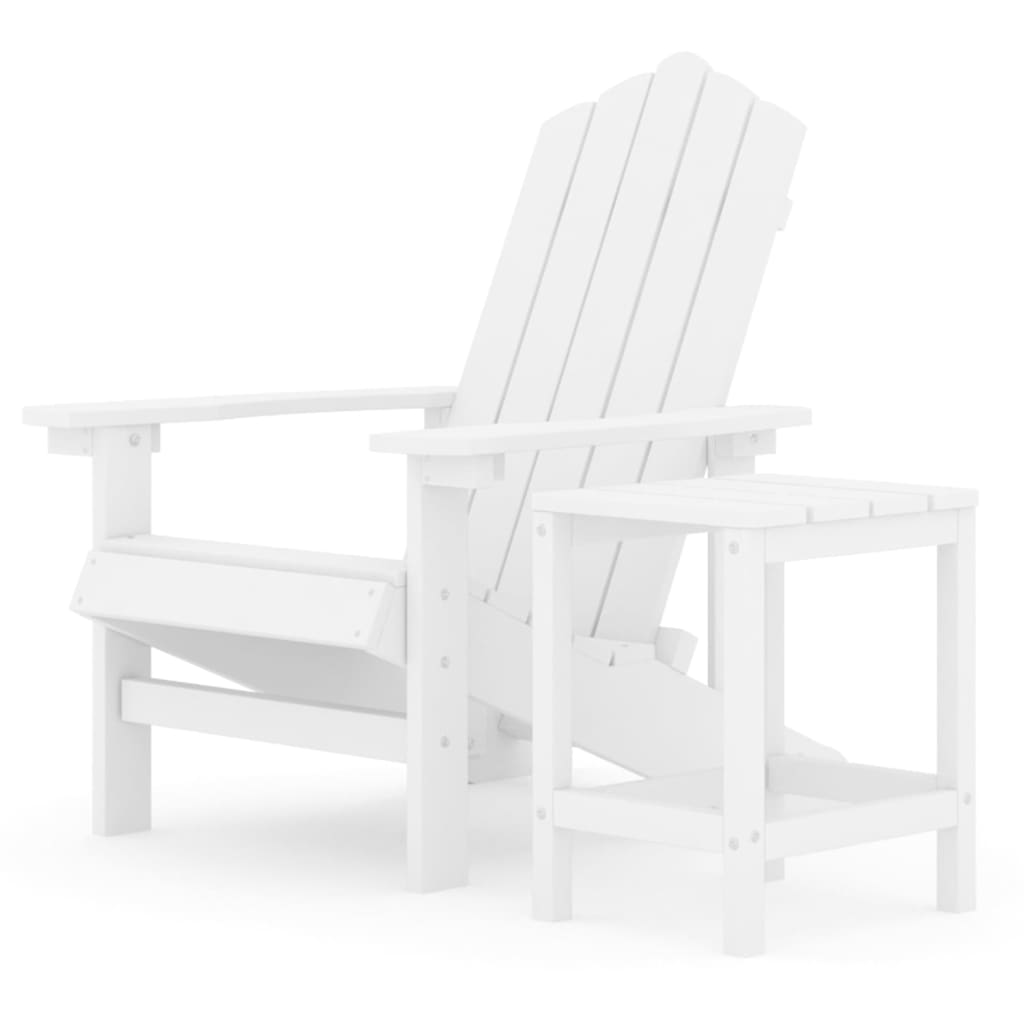 vidaXL Adirondack-stol med bord HDPE hvid