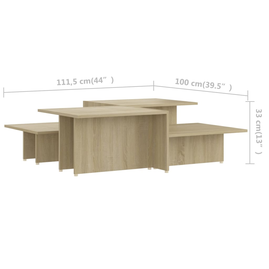 vidaXL sofabord 2 stk. 111,5x50x33 cm konstrueret træ egetræsfarvet