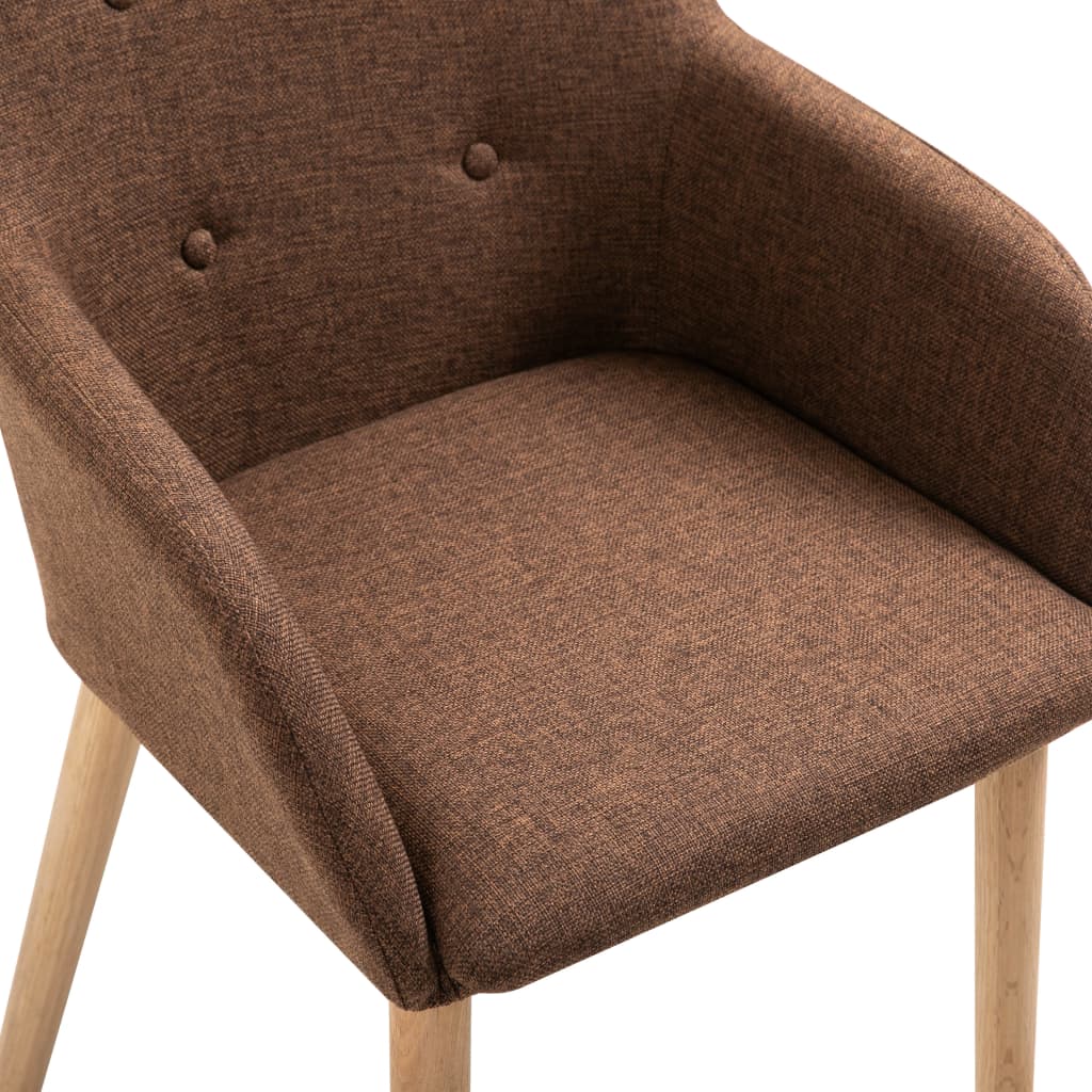 vidaXL spisebordsstole 2 stk. brunt stof og massivt egetræ