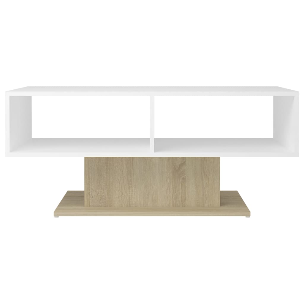 vidaXL sofabord 103,5x50x44,5 cm konstrueret træ hvid og sonoma-eg