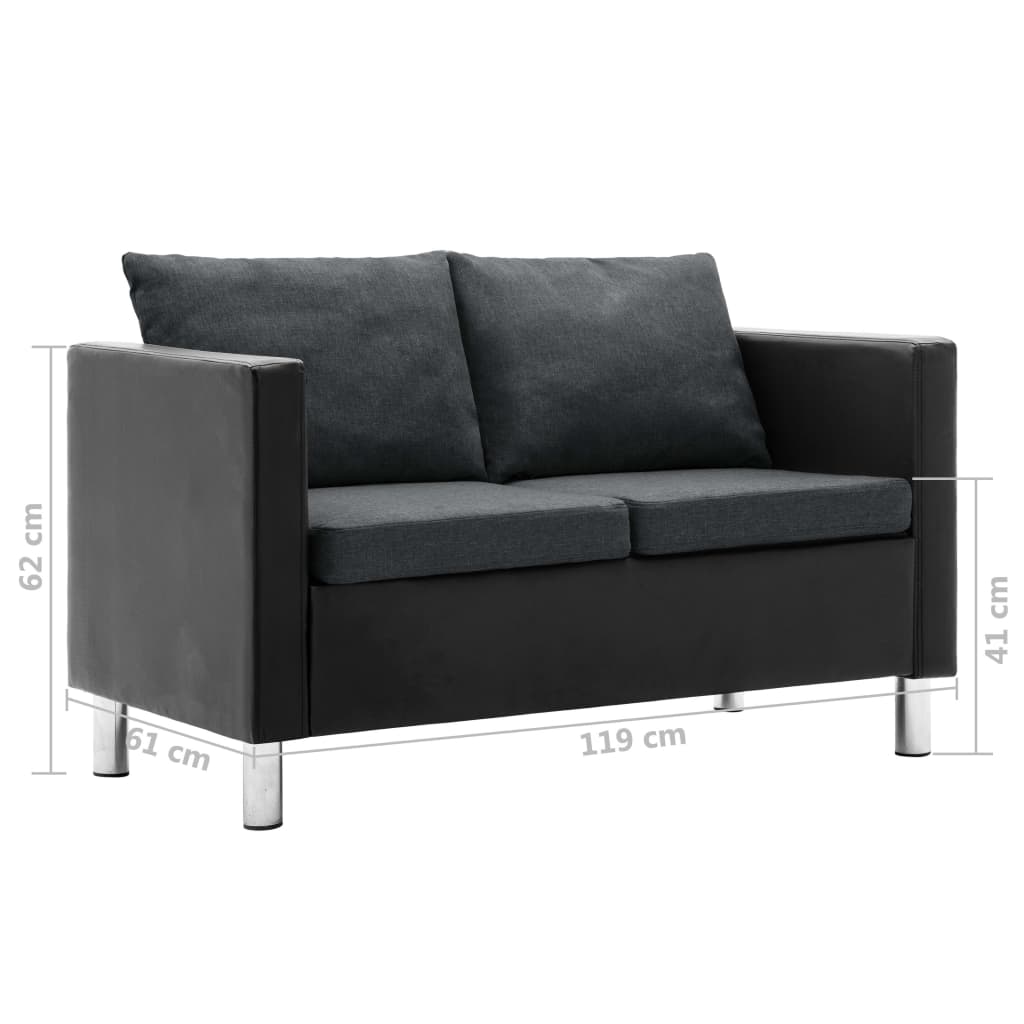 vidaXL sofasæt i 2 dele kunstlæder sort og mørkegrå