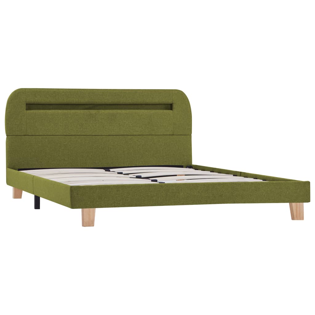vidaXL sengestel med LED 140 x 200 cm stof grøn