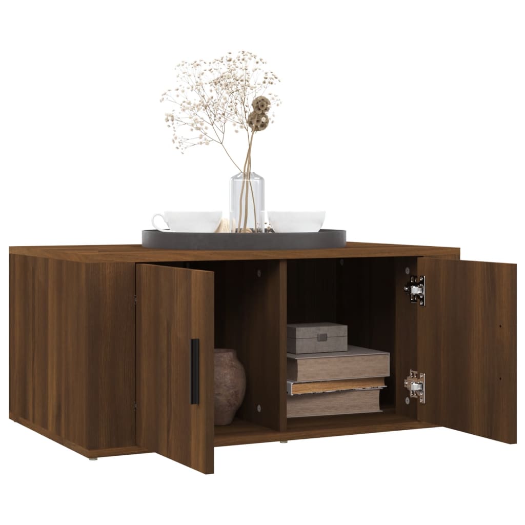 vidaXL sofabord 80x50x36 cm konstrueret træ brun egetræsfarve