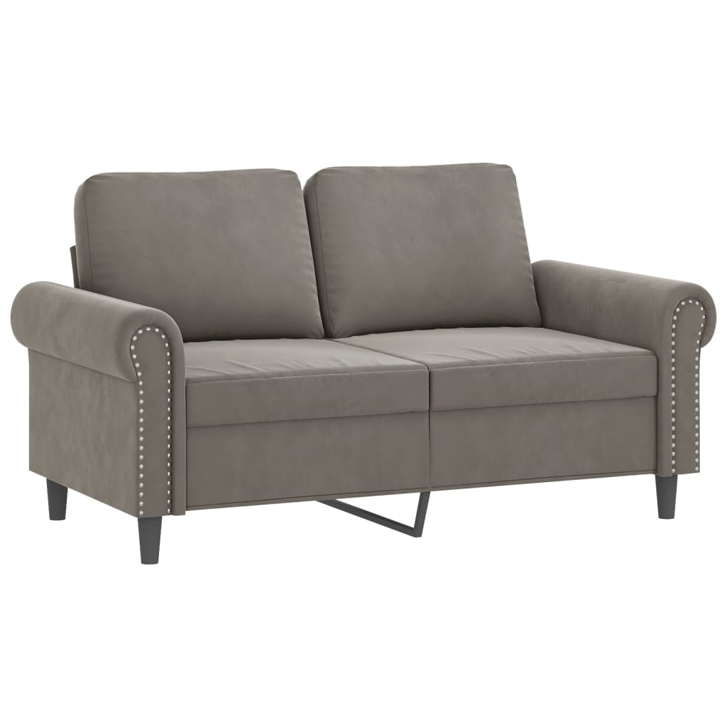 vidaXL 2-personers sofa med puder og hynder 120 cm velour lysegrå