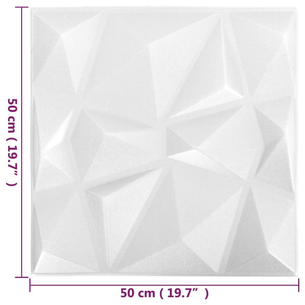 vidaXL 3D-vægpaneler 24 stk. 50x50 cm 6 m² diamanthvid