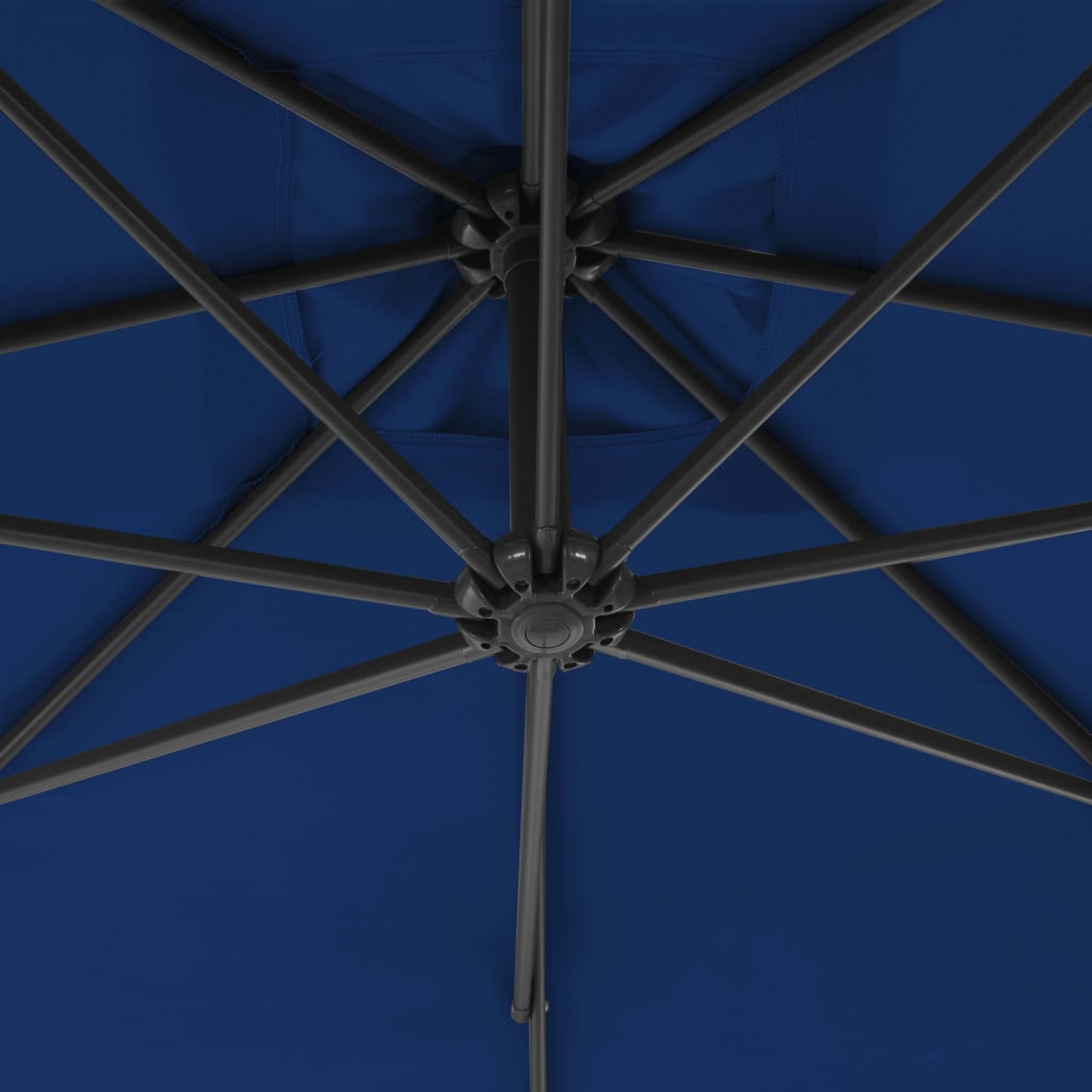 vidaXL hængeparasol med stålstang 300 cm azurblå