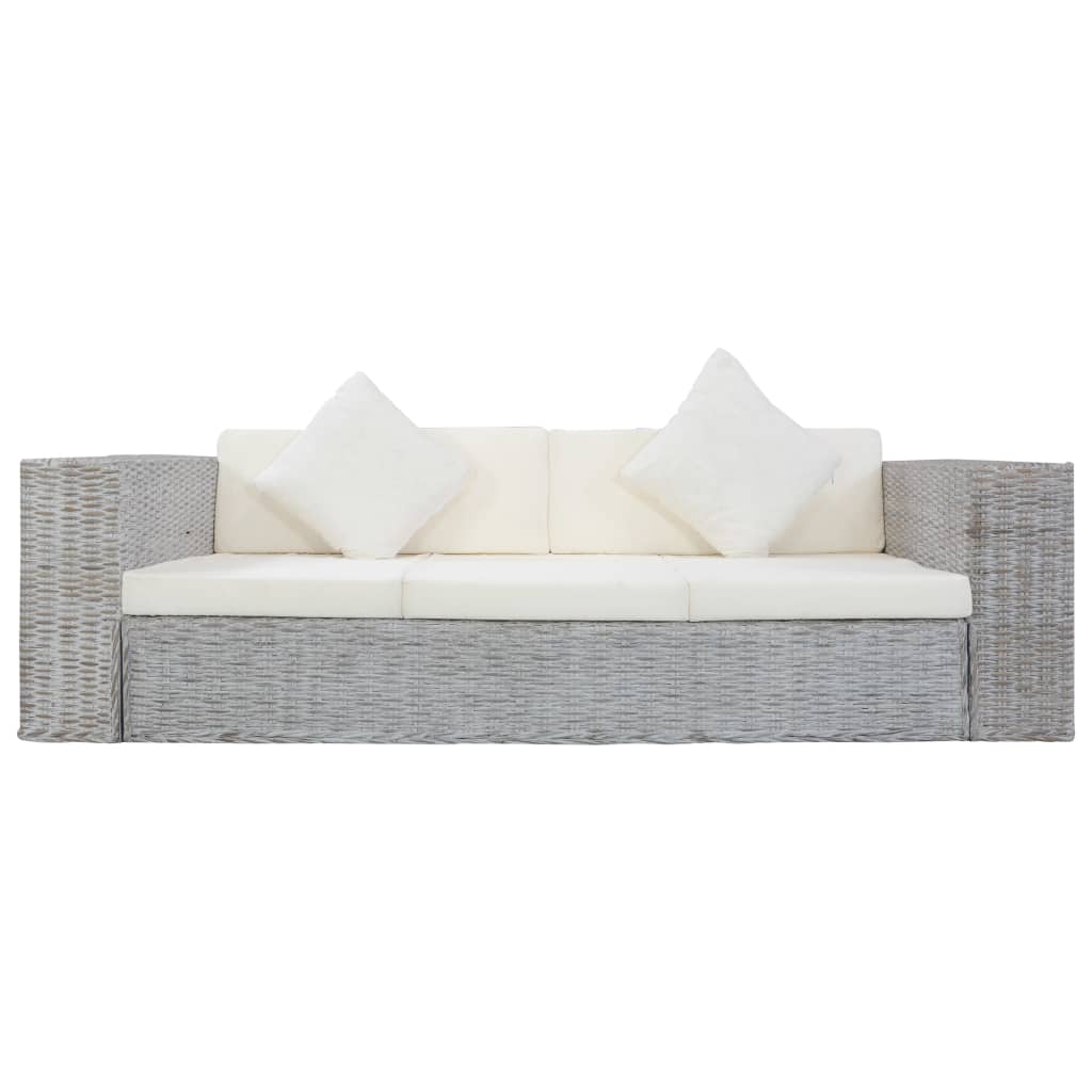 vidaXL 3-personers sofa med hynder naturlig rattan grå
