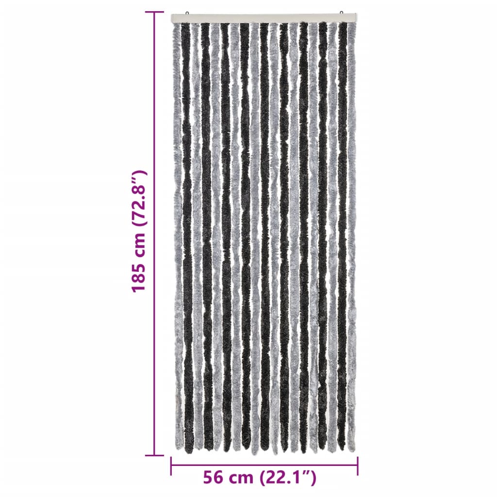 vidaXL flueforhæng 56x185 cm chenille grå og sort