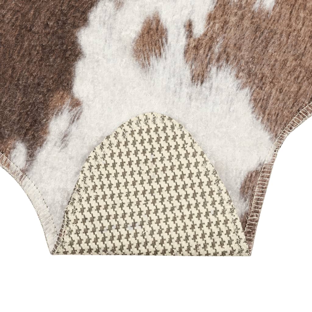 vidaXL gulvtæppe 120x170 cm vaskbart komønster brun og hvid