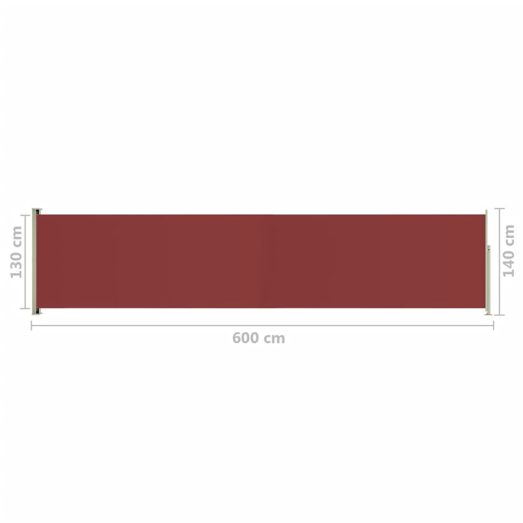 vidaXL sammenrullelig sidemarkise til terrassen 140x600 cm rød