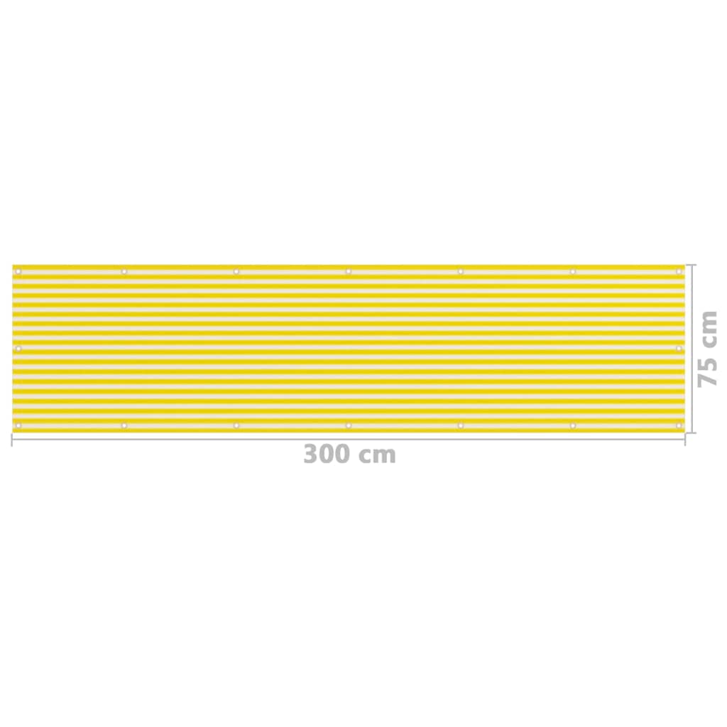 vidaXL altanafskærmning 75x300 cm HDPE gul og hvid
