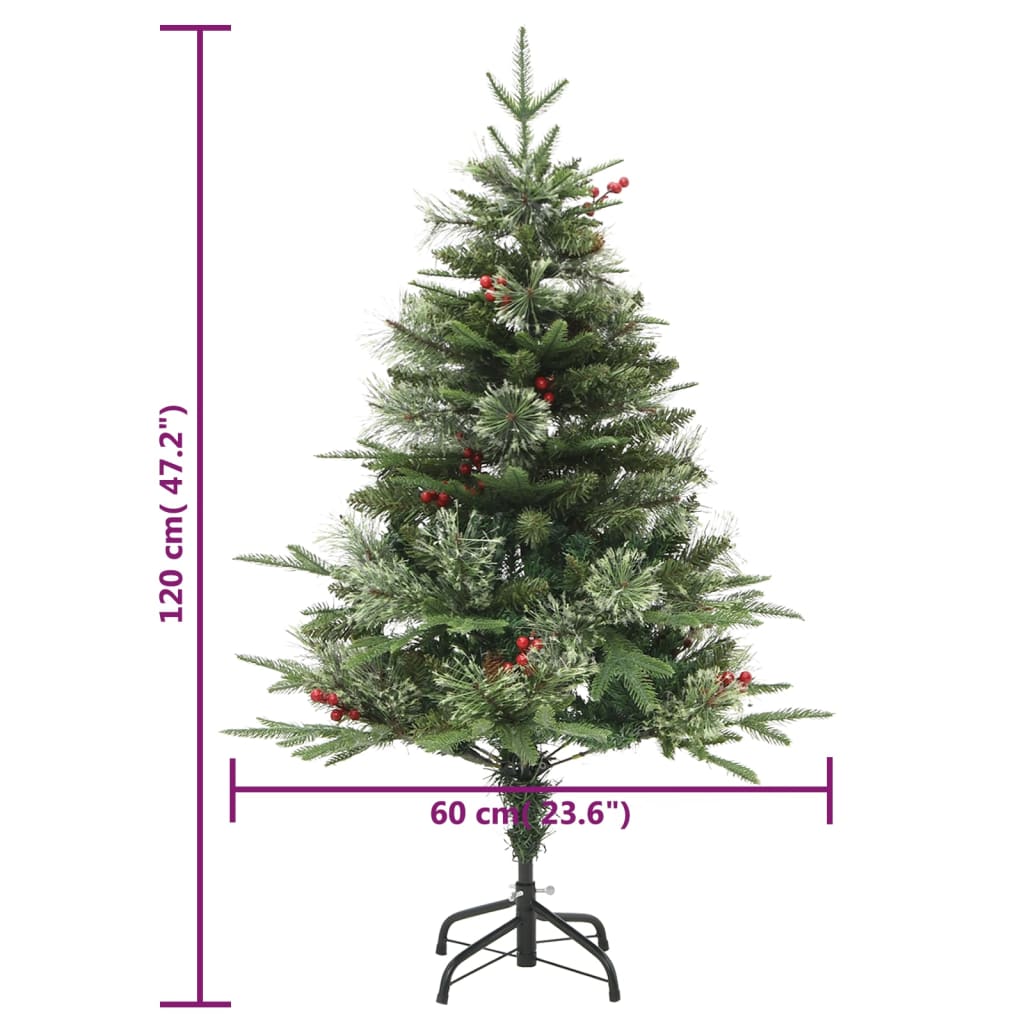vidaXL juletræ med grankogler og lys PVC og PE 120 cm grøn