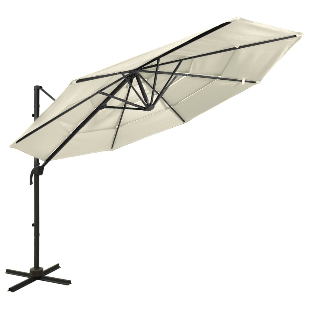vidaXL parasol med aluminiumsstang i 4 niveauer 3x3 m sandfarvet