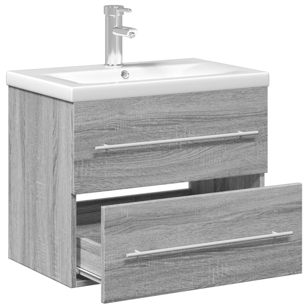 vidaXL underskab til badeværelse med håndvask grå sonoma-eg