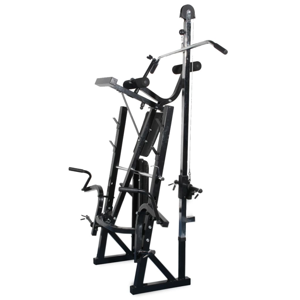 vidaXL træningsbænk med vægtstativ, vægtstangs- og håndvægtssæt 60,5kg