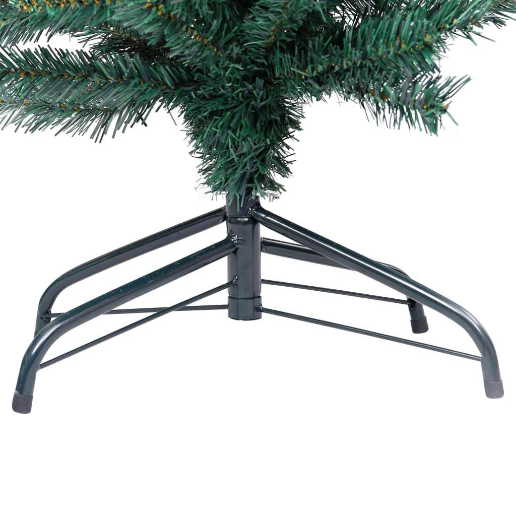 vidaXL kunstigt smalt juletræ med lys og juletræsfod 150 cm PVC grøn