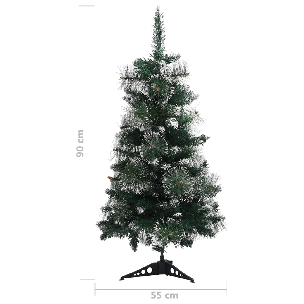 vidaXL kunstigt juletræ med juletræsfod 90 cm PVC grøn og hvid