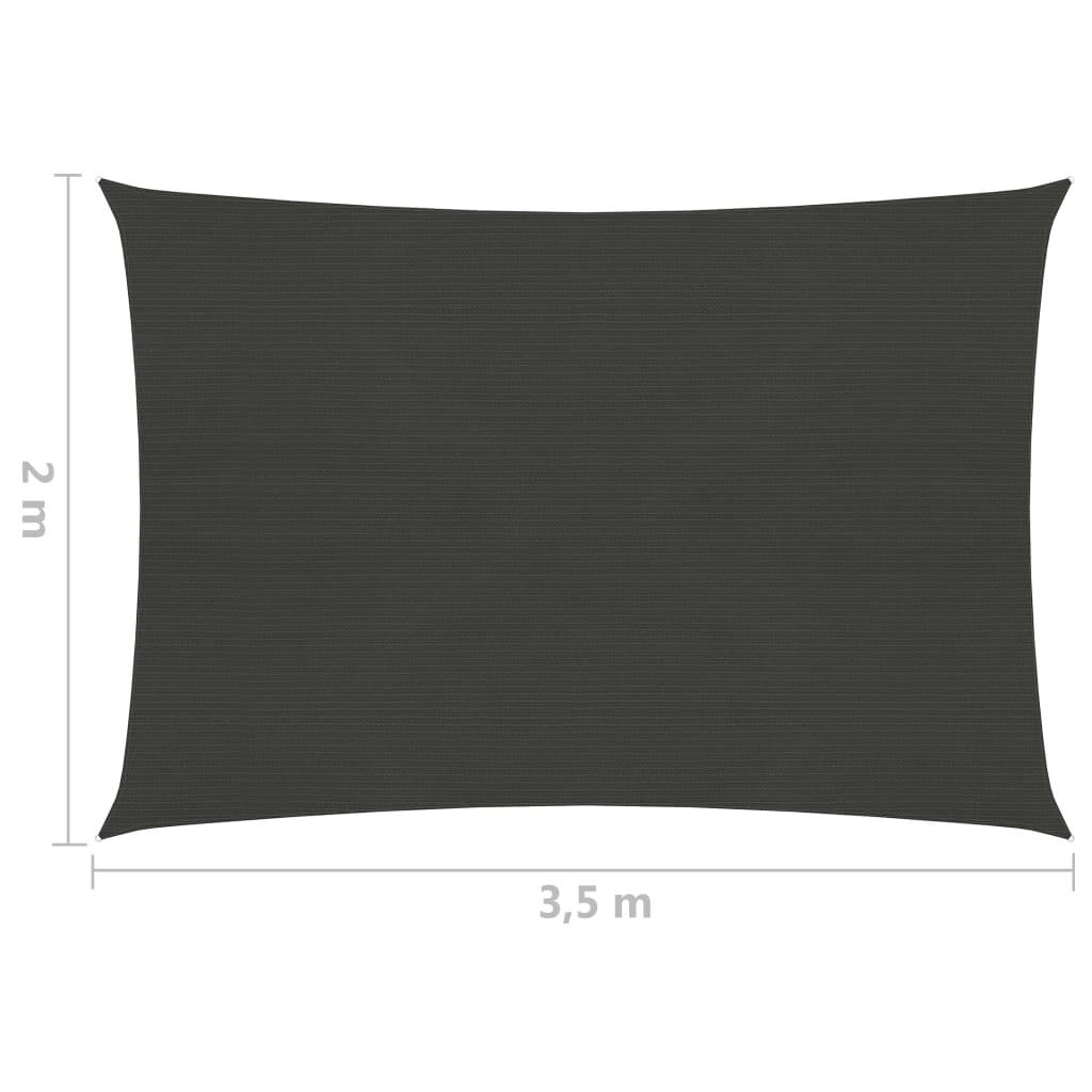 vidaXL solsejl 2x3,5 m HDPE antracitgrå