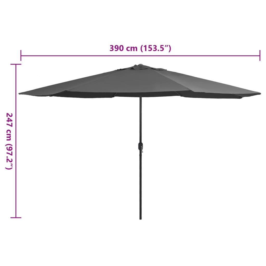 vidaXL udendørs parasol med metalstang 400 cm antracitgrå