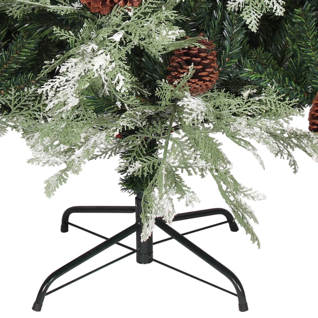 vidaXL juletræ med grankogler og lys PVC og PE 120 cm grøn og hvid