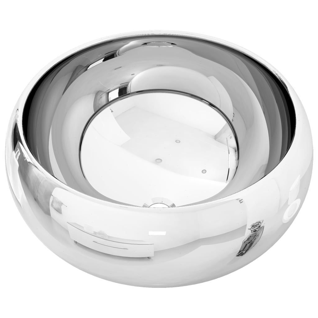 vidaXL håndvask 40 x 15 cm keramik sølvfarvet