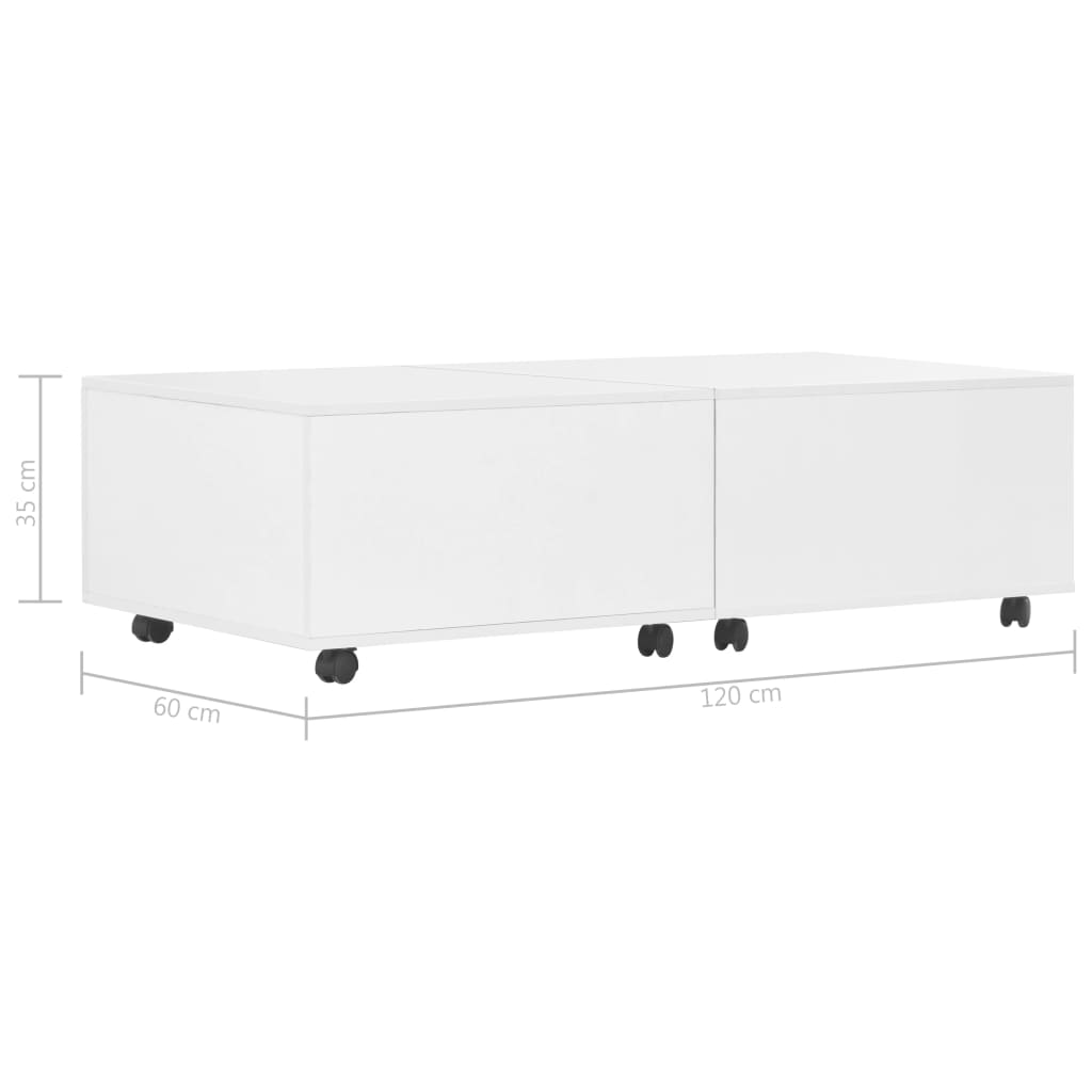 vidaXL sofabord 120x60x35 cm hvid højglans