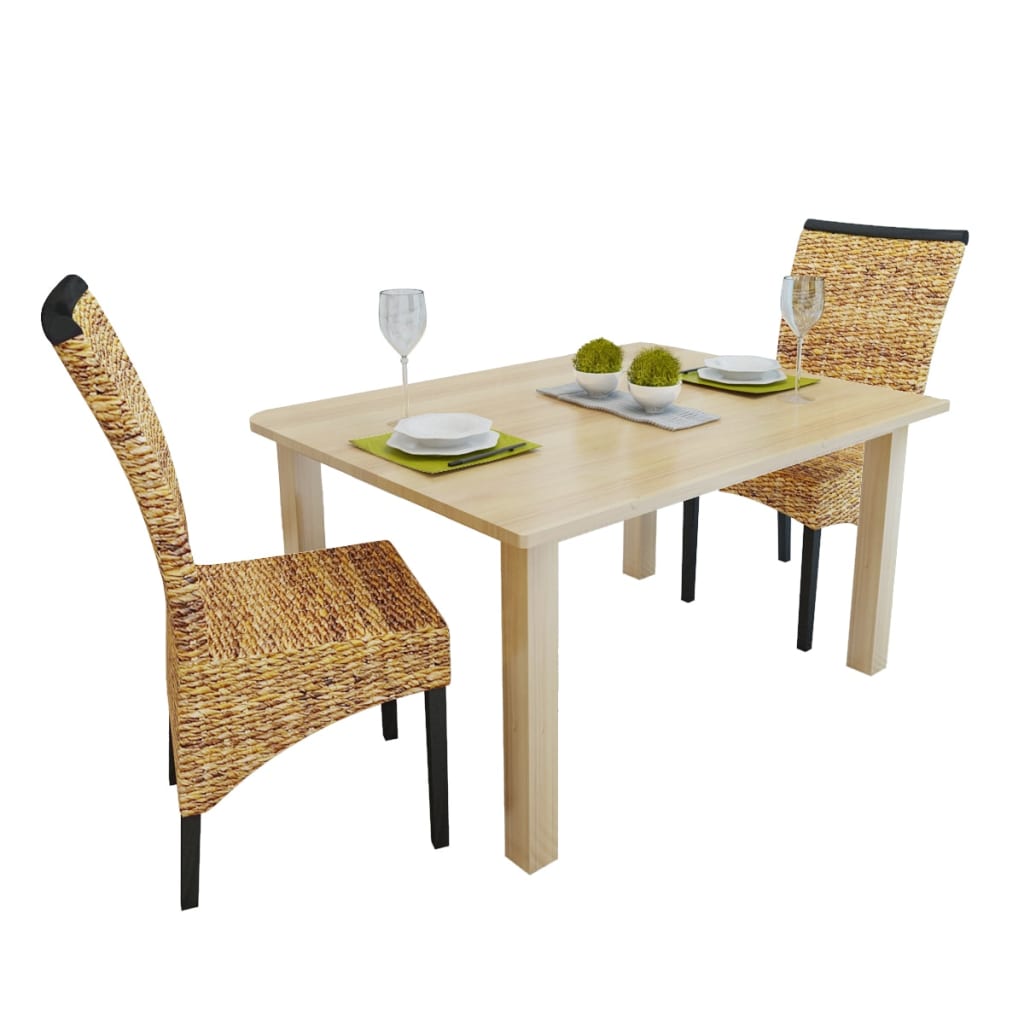 vidaXL spisebordsstole 2 stk. abacá og massivt mangotræ