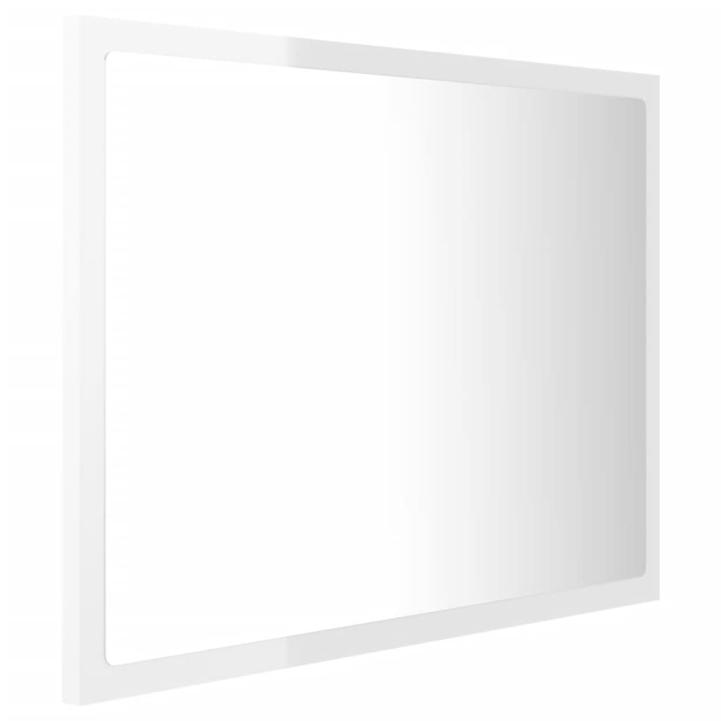 vidaXL badeværelsesspejl med LED-lys 60x8,5x37 cm akryl hvid højglans
