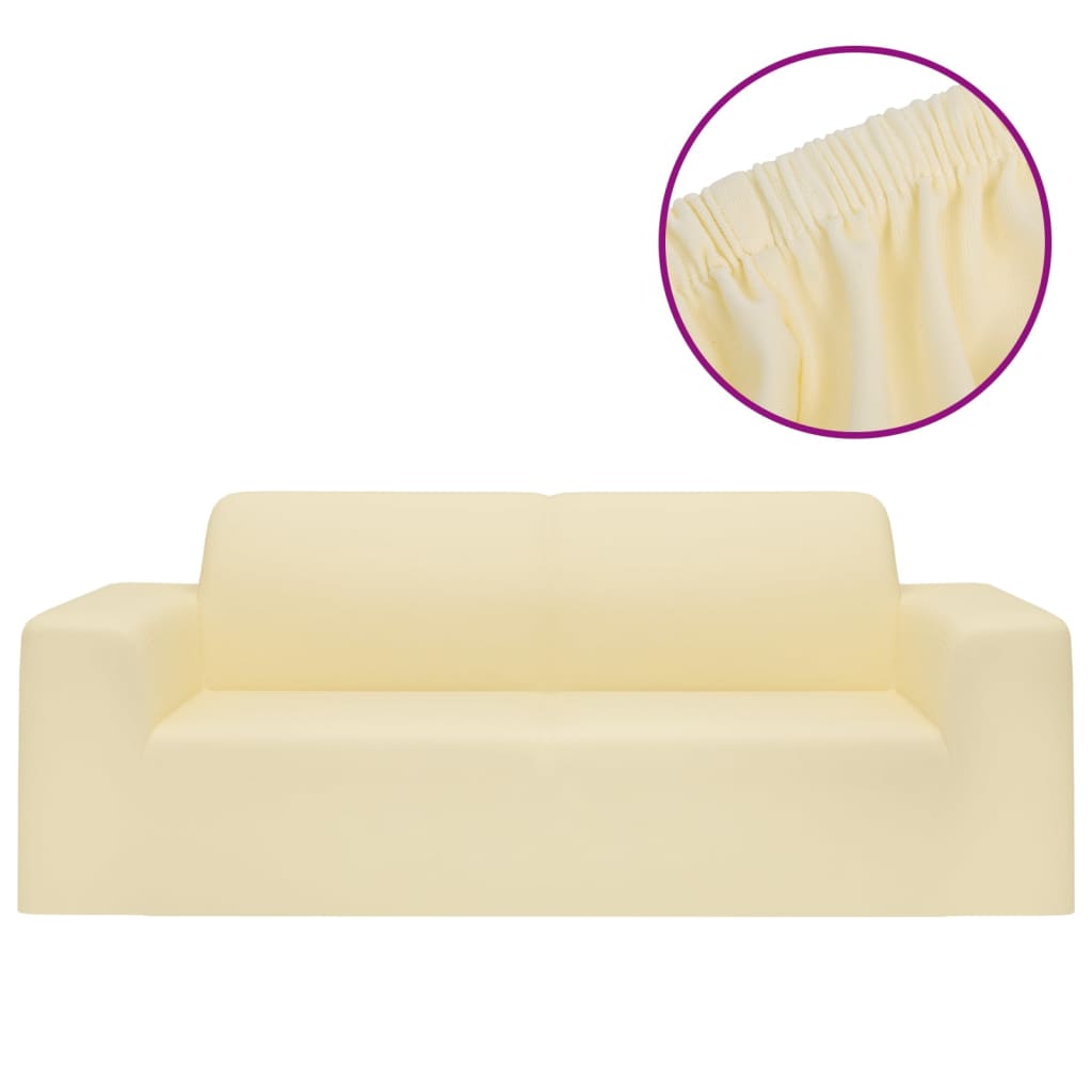 vidaXL elastisk 2-personers sofabetræk polyesterjersey cremefarvet