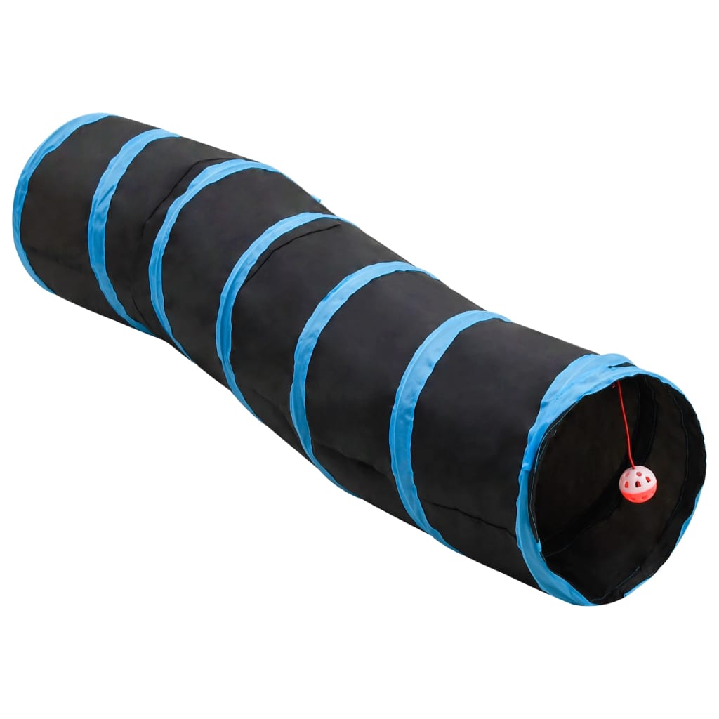 vidaXL kattetunnel 122 cm S-formet polyester sort og blå