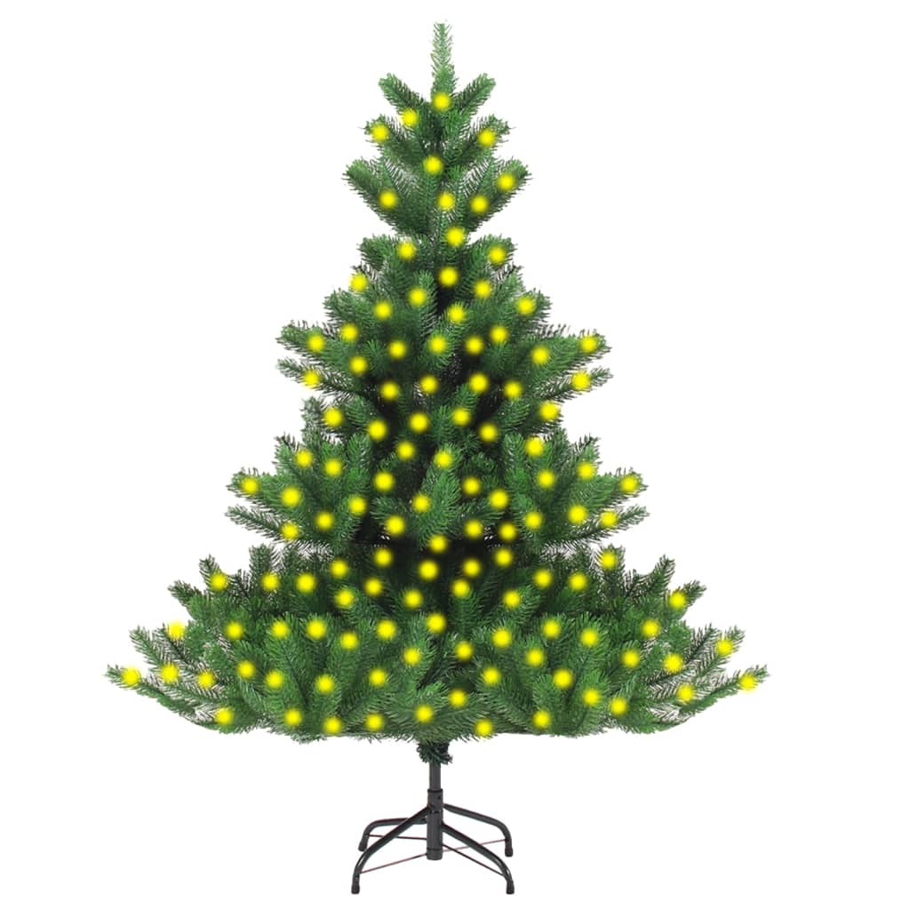 vidaXL kunstigt juletræ med lys nordmannsgran 210 cm grøn