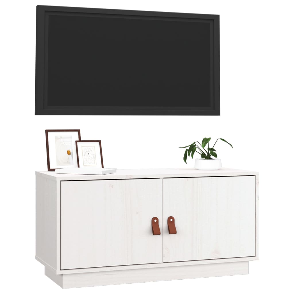 vidaXL tv-bord 80x34x40 cm massivt fyrretræ hvid