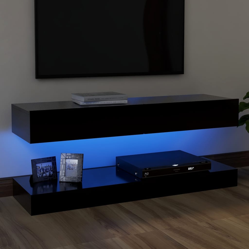 vidaXL tv-skab med LED-lys 120x35 cm sort