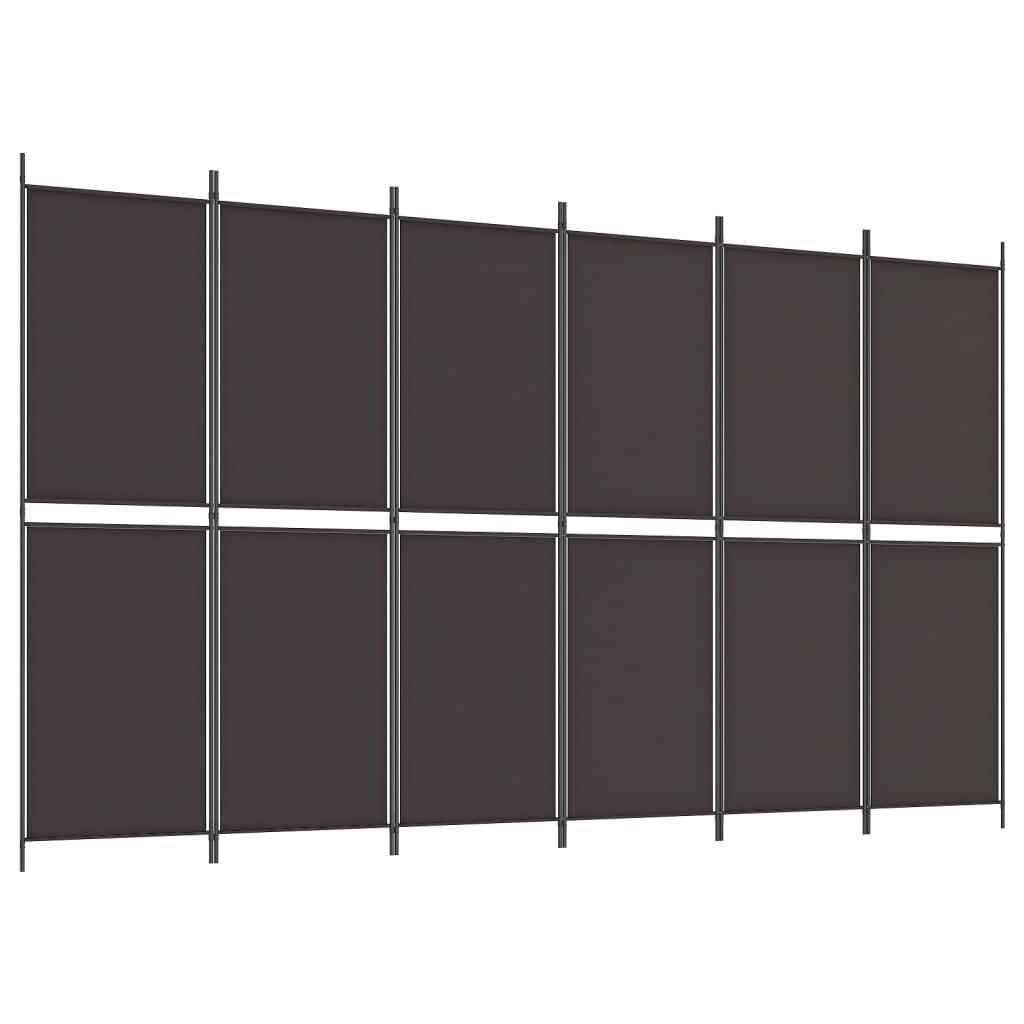 vidaXL 6-panels rumdeler 300x180 cm stof brun