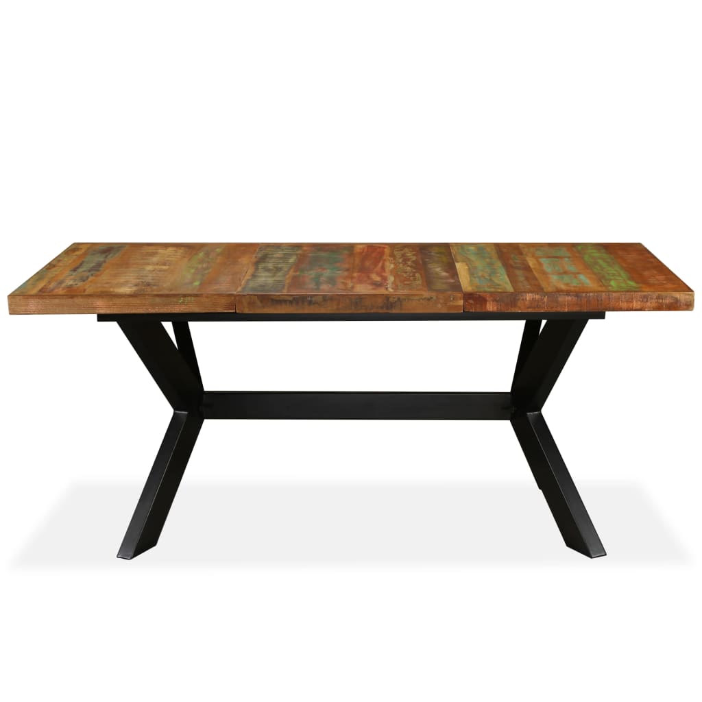vidaXL spisebord med krydsstel 180 cm massivt genbrugstræ og stål