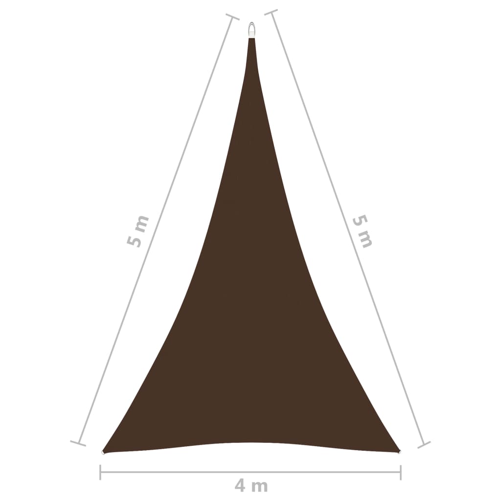 vidaXL solsejl 4x5x5 m oxfordstof trekantet brun