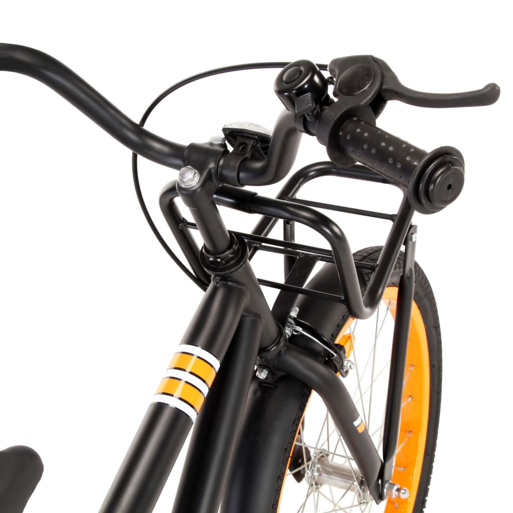 vidaXL børnecykel med frontlad 18 tommer sort og orange