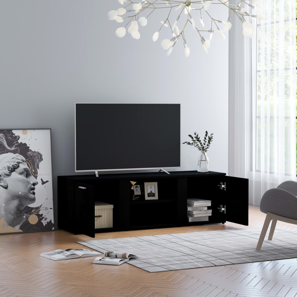 vidaXL tv-bord 120x34x37 cm konstrueret træ sort