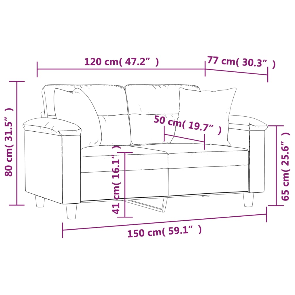 vidaXL 2-personers sofa med puder 120 cm mikrofiberstof mørkegrå