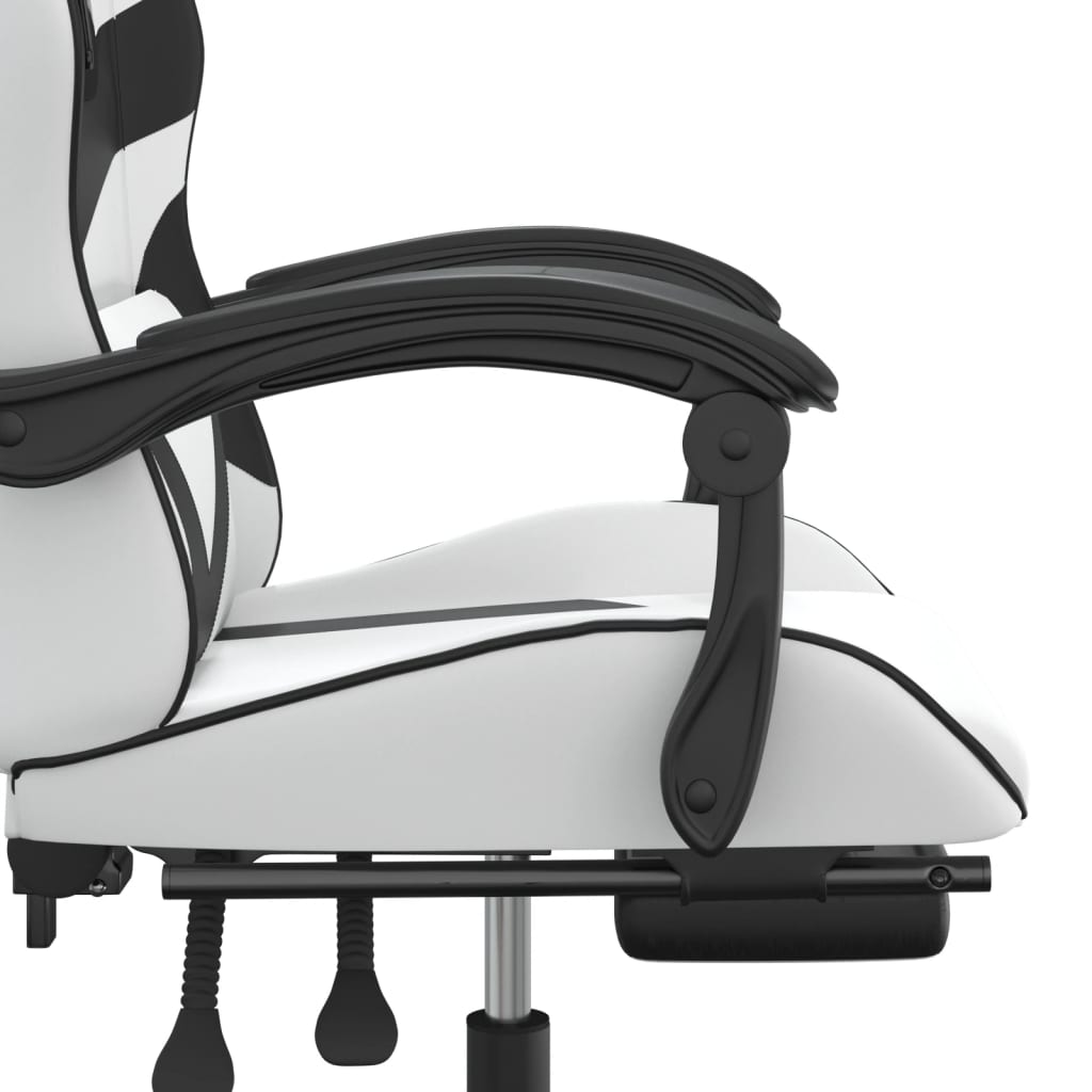 vidaXL drejelig gamingstol med fodstøtte kunstlæder hvid sort