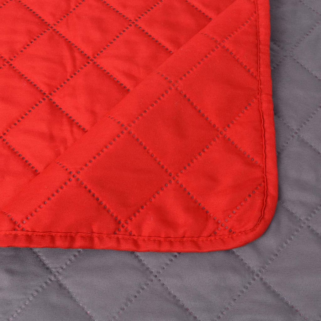 vidaXL dobbeltsidet polstret sengetæppe rød og grå 230x260 cm