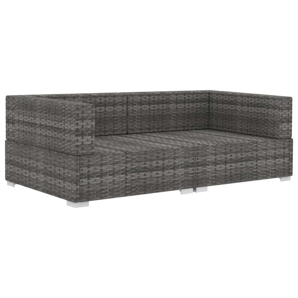 vidaXL hjørnesæde til sofa med hynder 2 stk. polyrattan grå