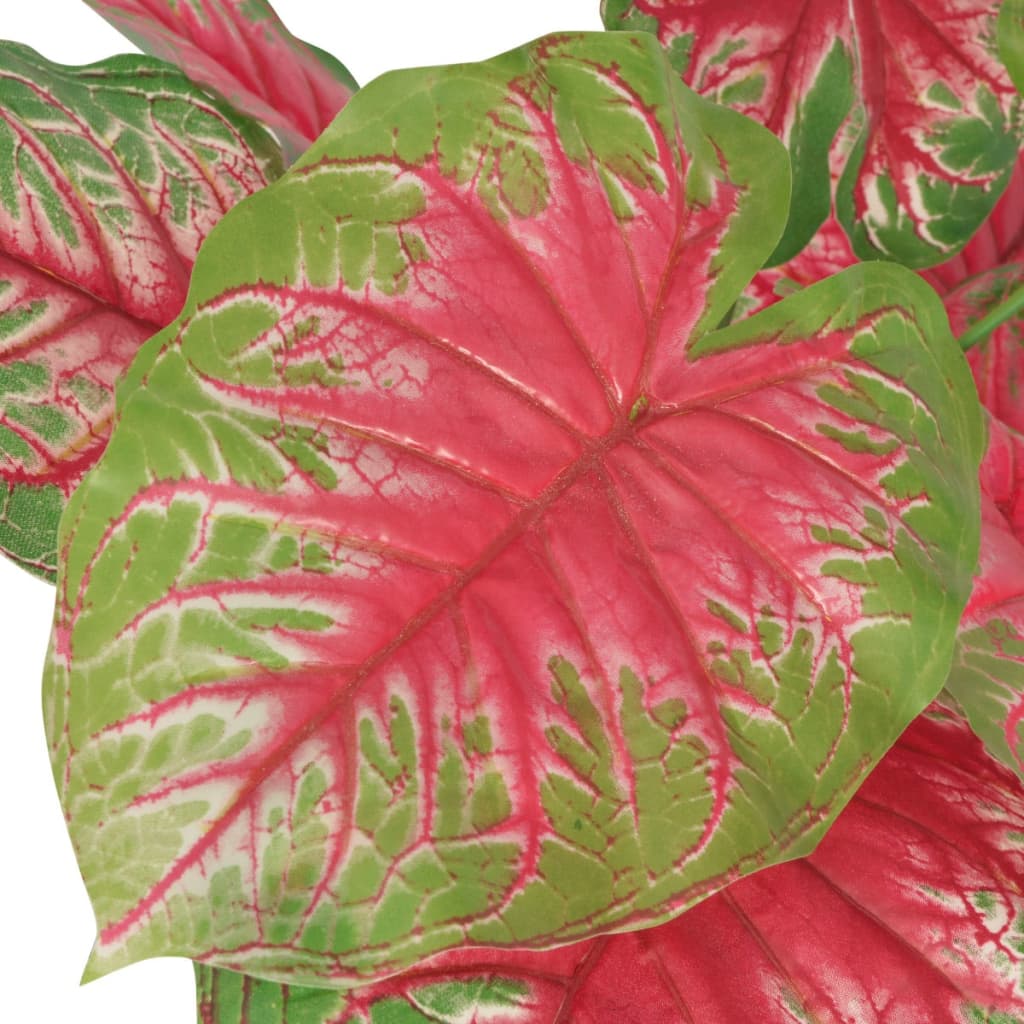 vidaXL kunstig caladium-plante med urtepotte 85 cm grøn og rød
