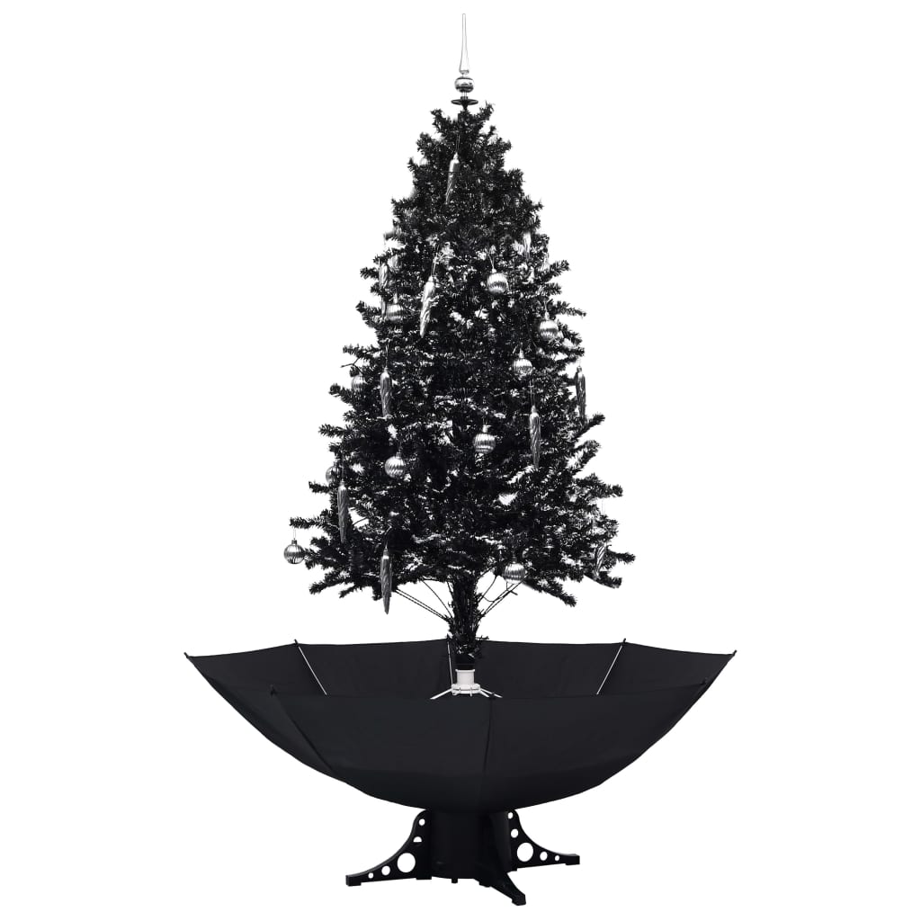 vidaXL juletræ med snefald paraplyfod 190 cm PVC sort