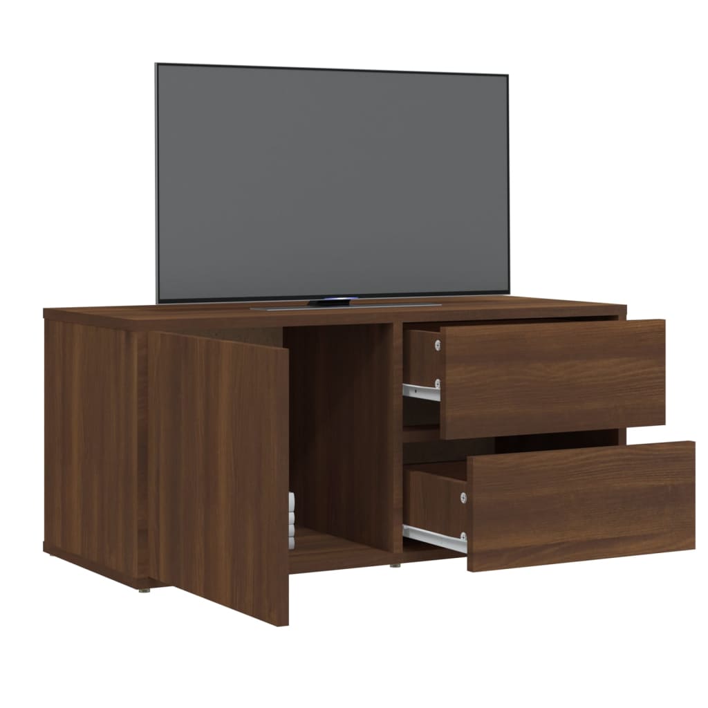 vidaXL tv-bord 80x34x36 cm konstrueret træ brun egetræsfarve