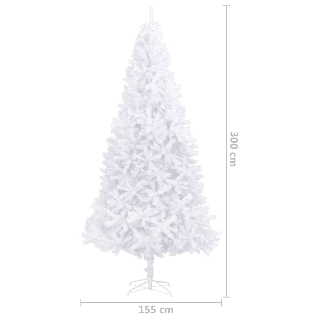 vidaXL kunstigt juletræ med LED-lys og kuglesæt 300 cm hvid