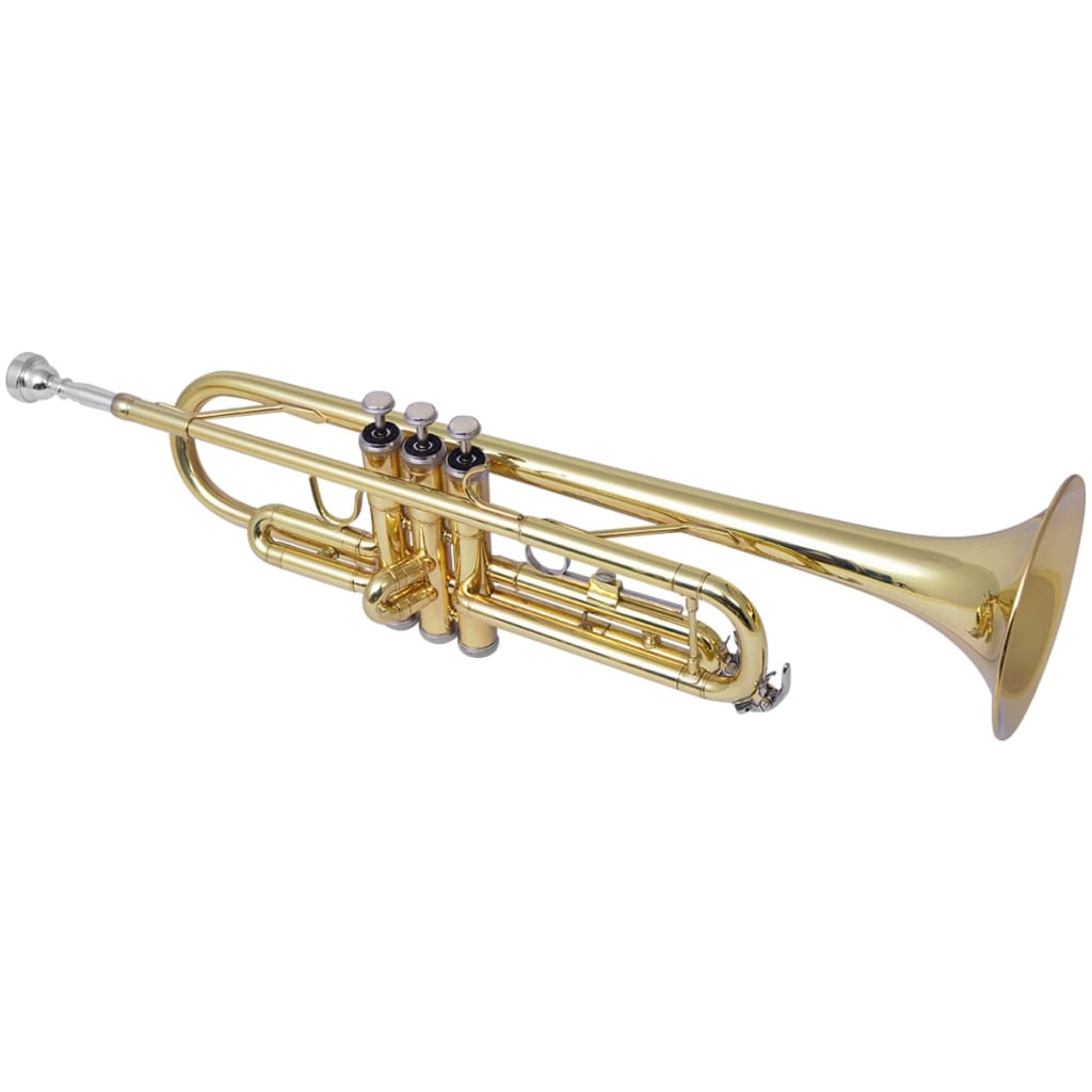 vidaXL trompet gul messing med guldlakering Bb