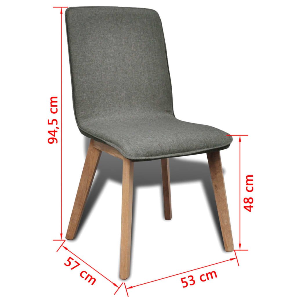 vidaXL spisebordsstole 4 stk. lysegråt stof massivt egetræ