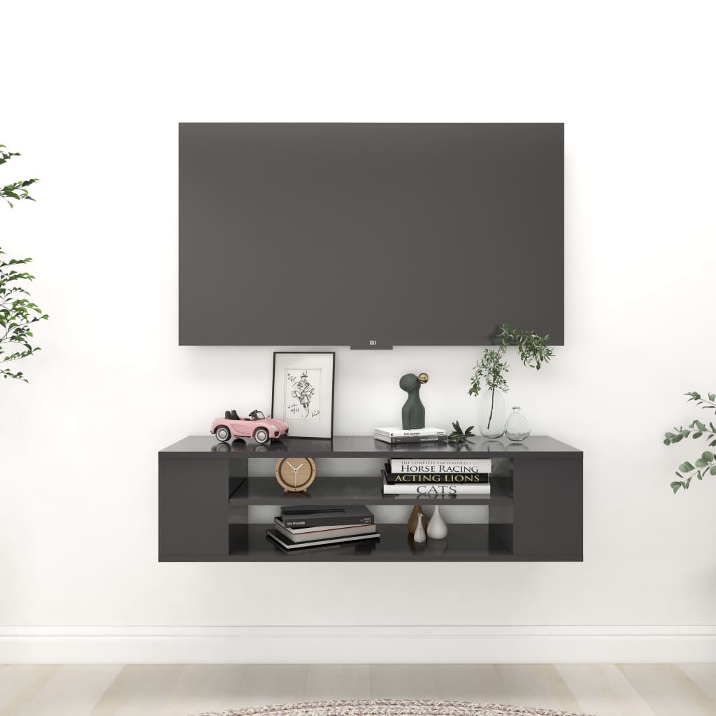 vidaXL væghængt tv-bord 100x30x26,5 cm konstrueret træ grå